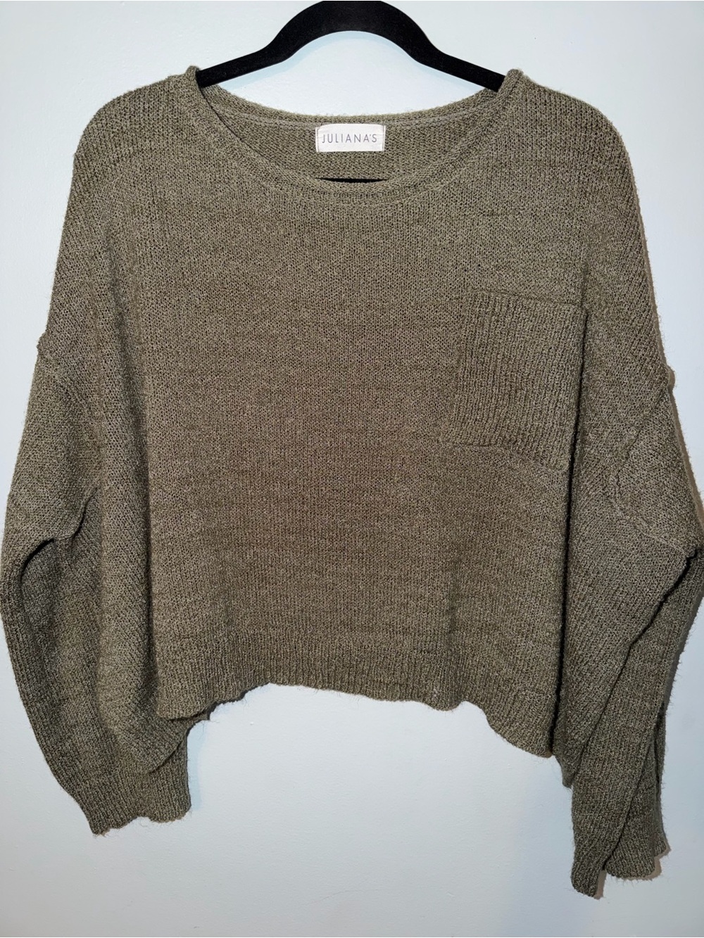 Juliana's Olive Crewneck Crop Sweater